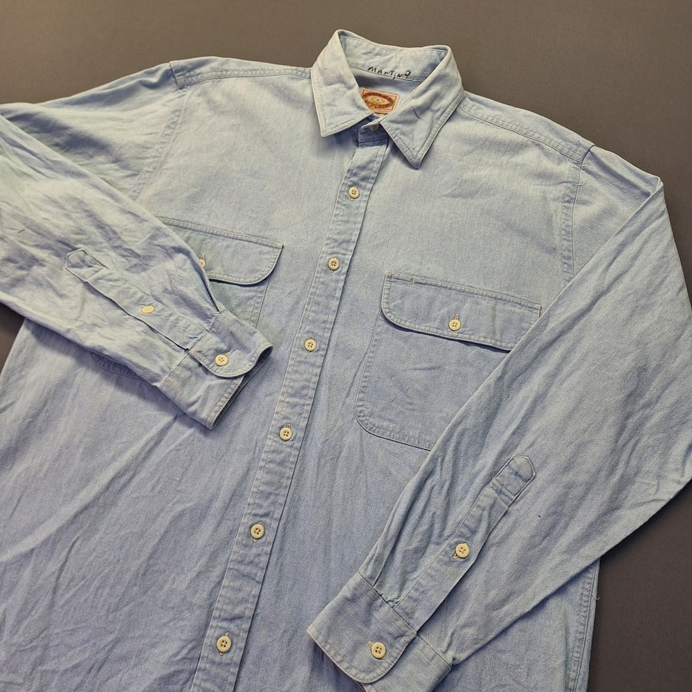 Vintage Banana Republic Safari & Travel Co Blue Chambray Shirt Mens Medium